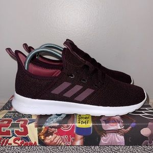 Adidas Womens Shoes Sz 7.5 Sneakers Maroon White Athletic Running CloudFoam Pure